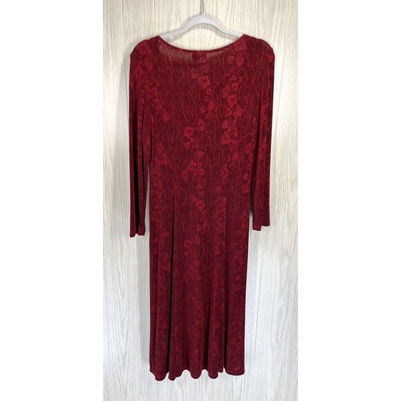 Vtg Coldwater Creek Dress Sz Petite Small Red Black Maxi Long Sleeve Whimsigoth - Picture 3 of 7